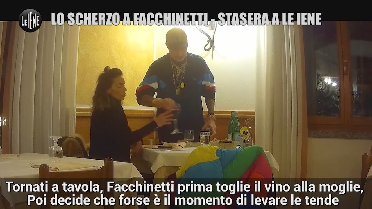 facchinetti scherzo iene laura cremaschi video virale bicchiere rissa moglie