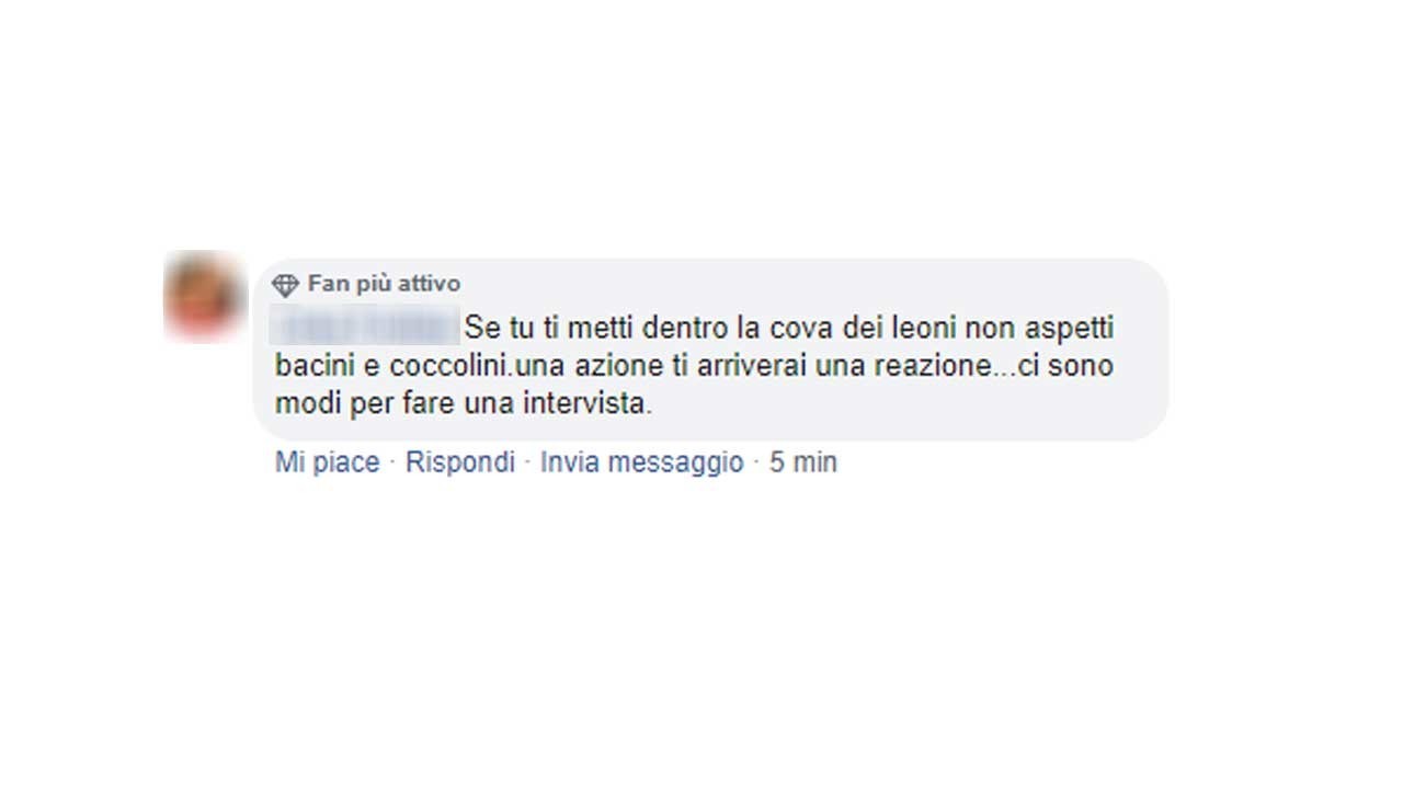 screen commenti contro Filippo Roma